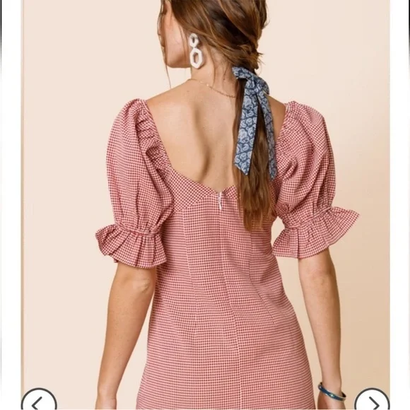 Red and white gingham mini dress - Picture 3 of 7